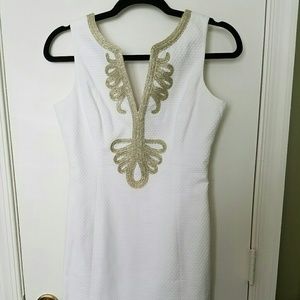 Lilly Pulitzer White and Gold Janice Shift